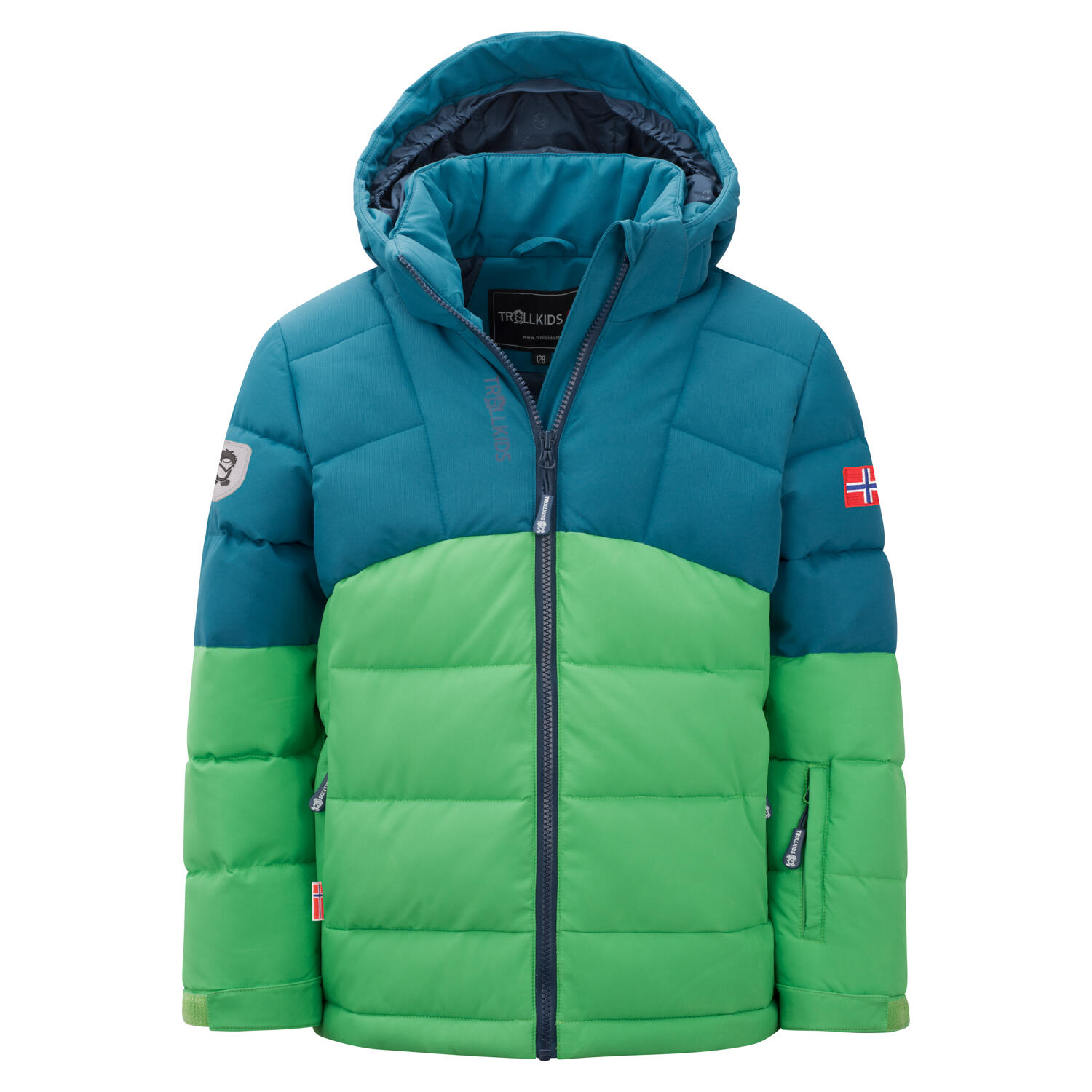TROLLKIDS Kinder Winterjacke Gryllefjord Dunkel Marine/Frischgrün/Mystik Blau