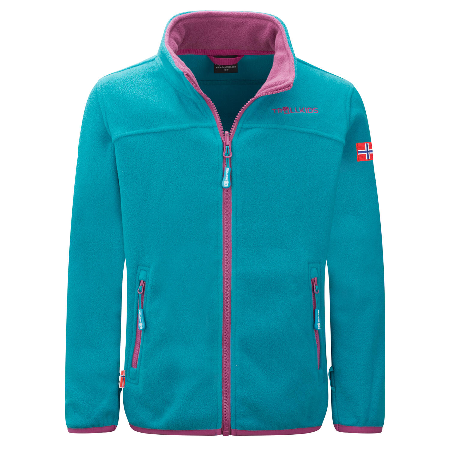 TROLLKIDS Kinder Fleecejacke Oppdal XT Dunkeltürkis/Helle Beere