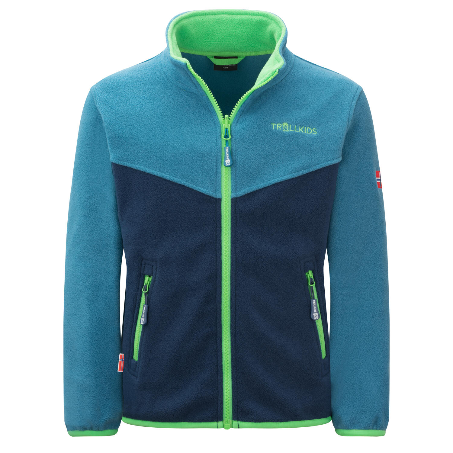 TROLLKIDS Kinder Fleecejacke Oppdal XT Frischgrün/Mystik Blau/Dunkel Marine