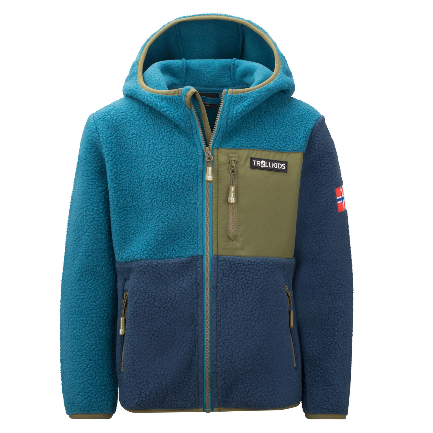 TROLLKIDS Kinder Fleecejacke Aurlandsfjord Dunkel Marine/Mystisches Blau/Tannengrün