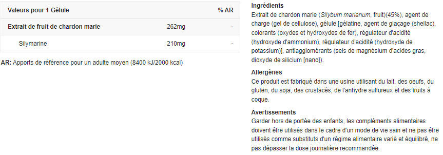 Milk thistle - 60 capsules de Biotech USA 2/4