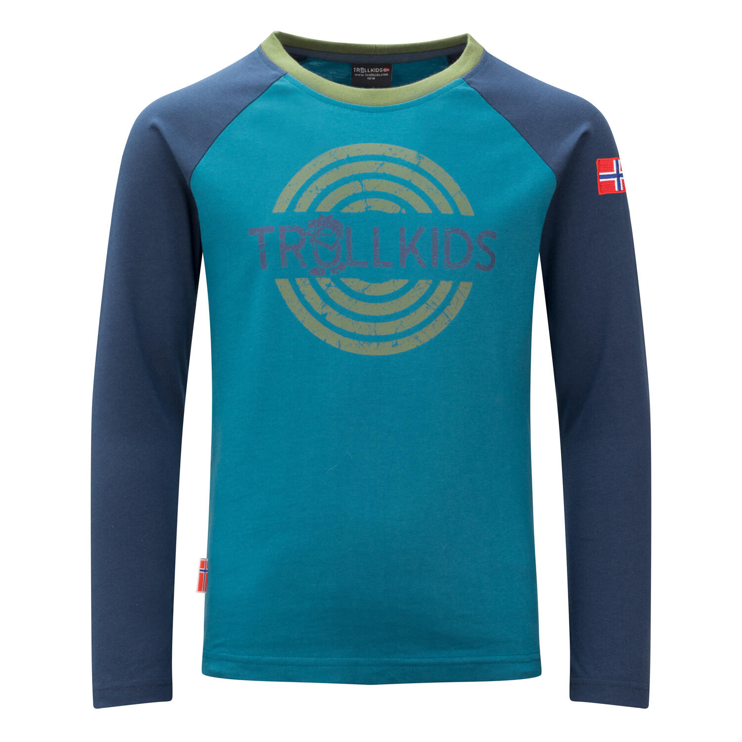 TROLLKIDS Kinder Longsleeve Preikestolen Mystisches Blau/Dunkel Marine/Kieferngrün