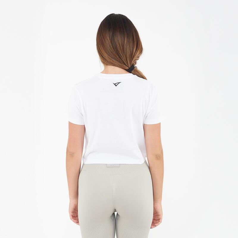 Femei Fitness T-shirt Corta Cropped Tee Alb