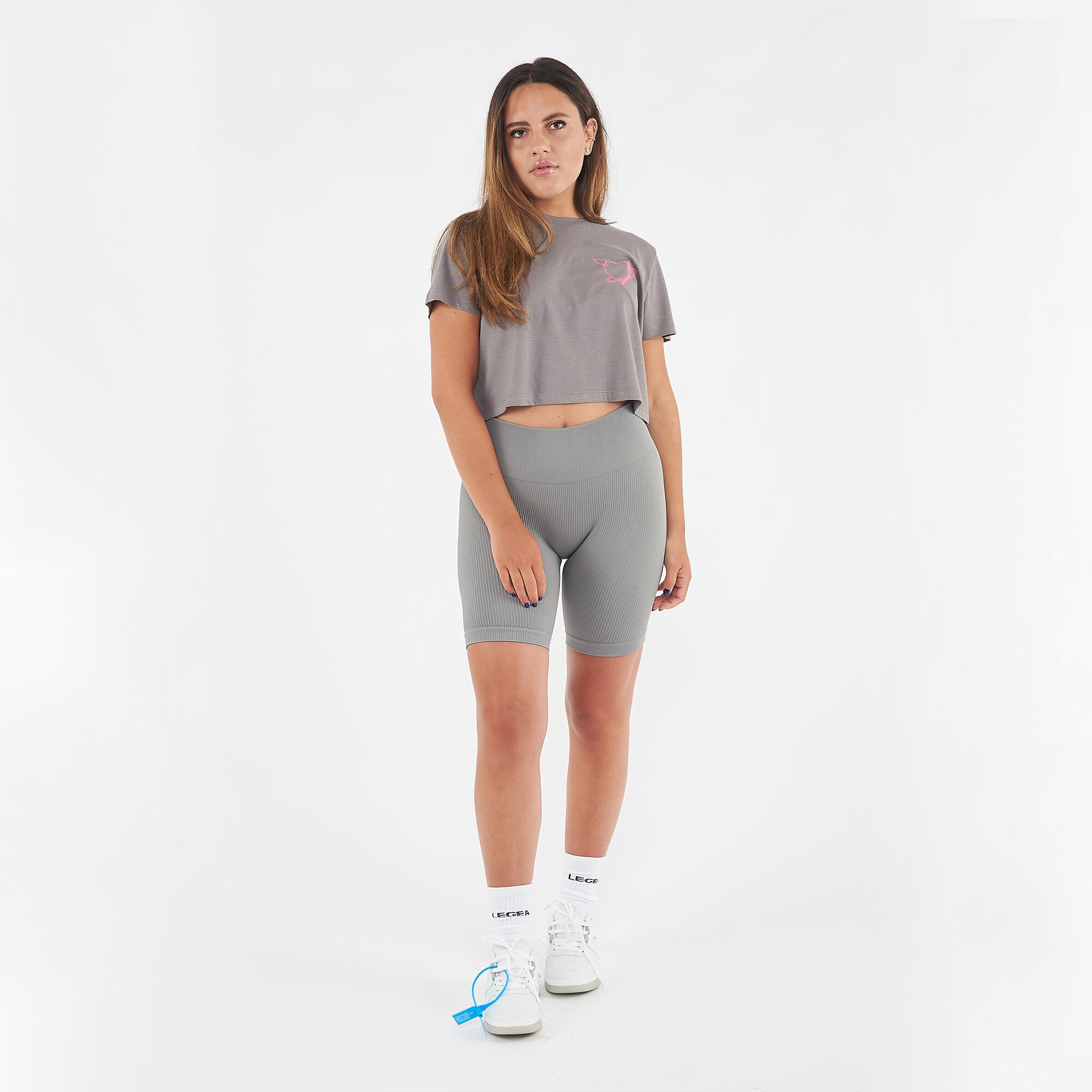 Maglietta Crop in cotone SPECIAL piombo rosa 5/6