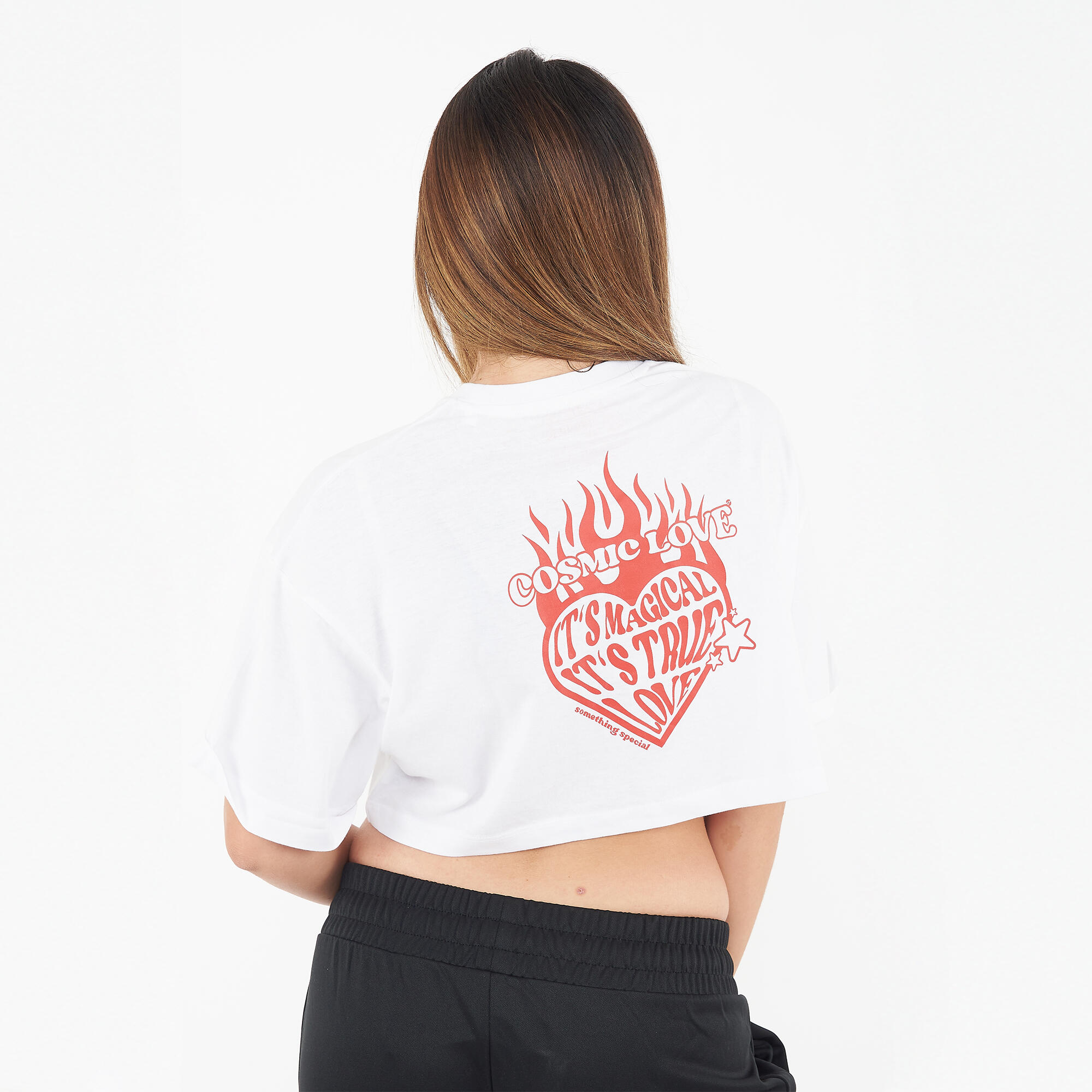 T-shirt crop top da donna COSMIC LOVE bianca 2/6