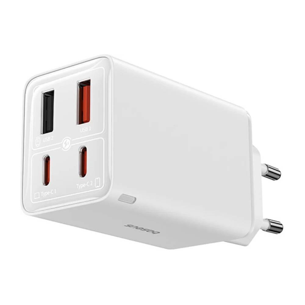 Carregador gan6 pro dual usb-a/usb-c 65w fastcharger branco + cabo usb-c 100w 1m