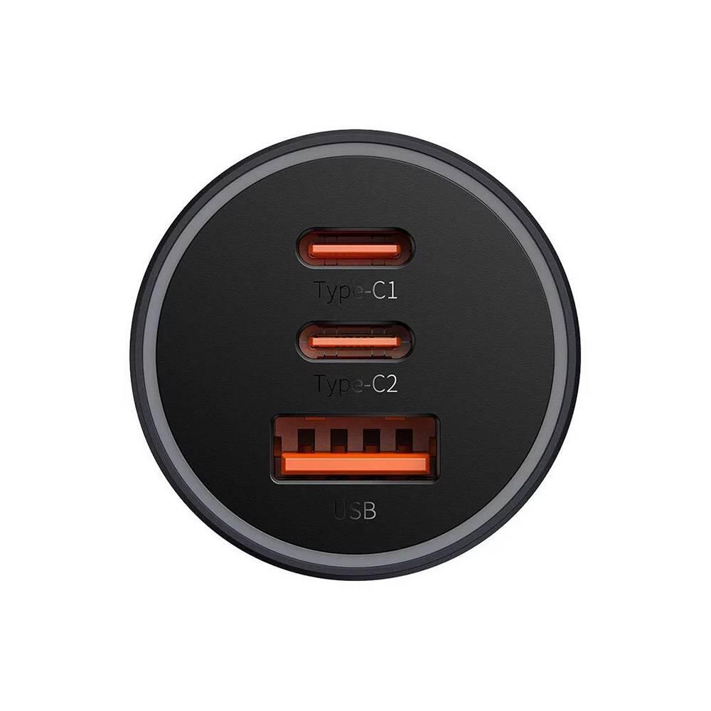 Baseus Golden Contactor Pro Triple Fast Charger Car Charger 65w U+C+C Dark Gray 4/4