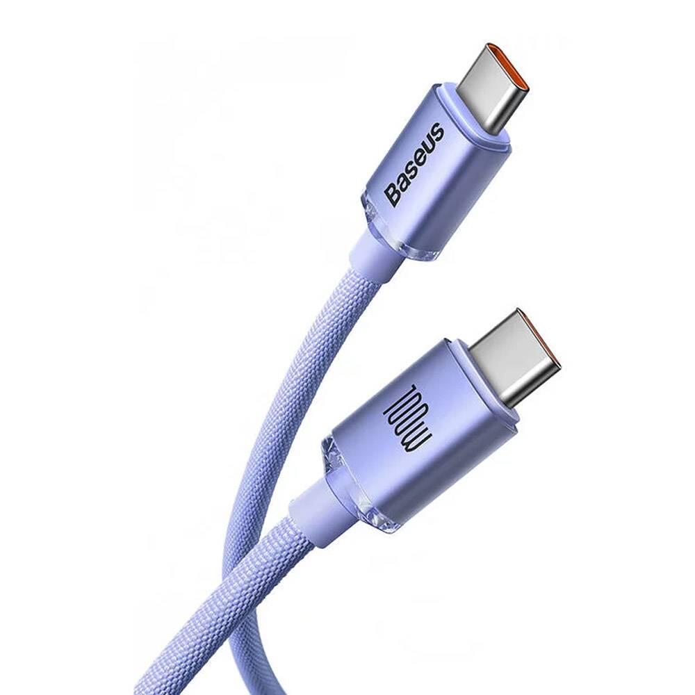 Cabo USB-C Baseus Crystal Shine PD 100W 1.2m Lilás 2/3