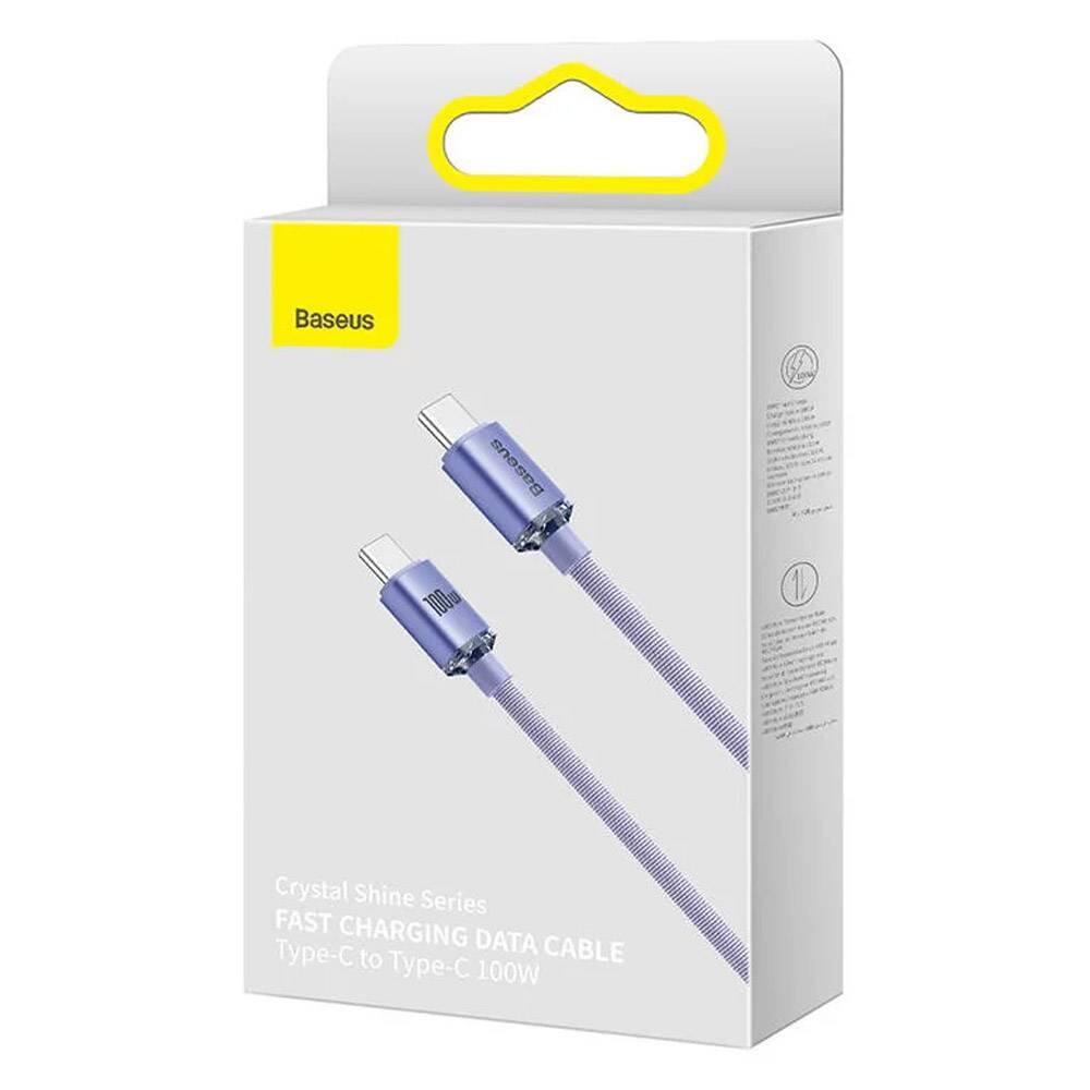 Cabo USB-C Baseus Crystal Shine PD 100W 1.2m Lilás 3/3
