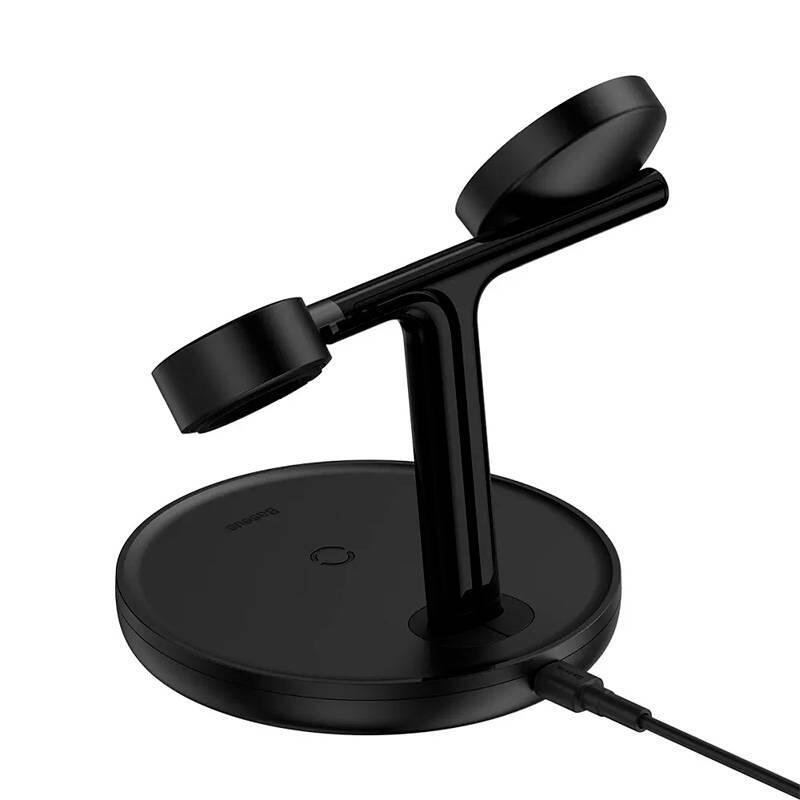 Carregador Wireless Baseus Swan 3-em-1 c/ MagSafe 20W Preto 3/5