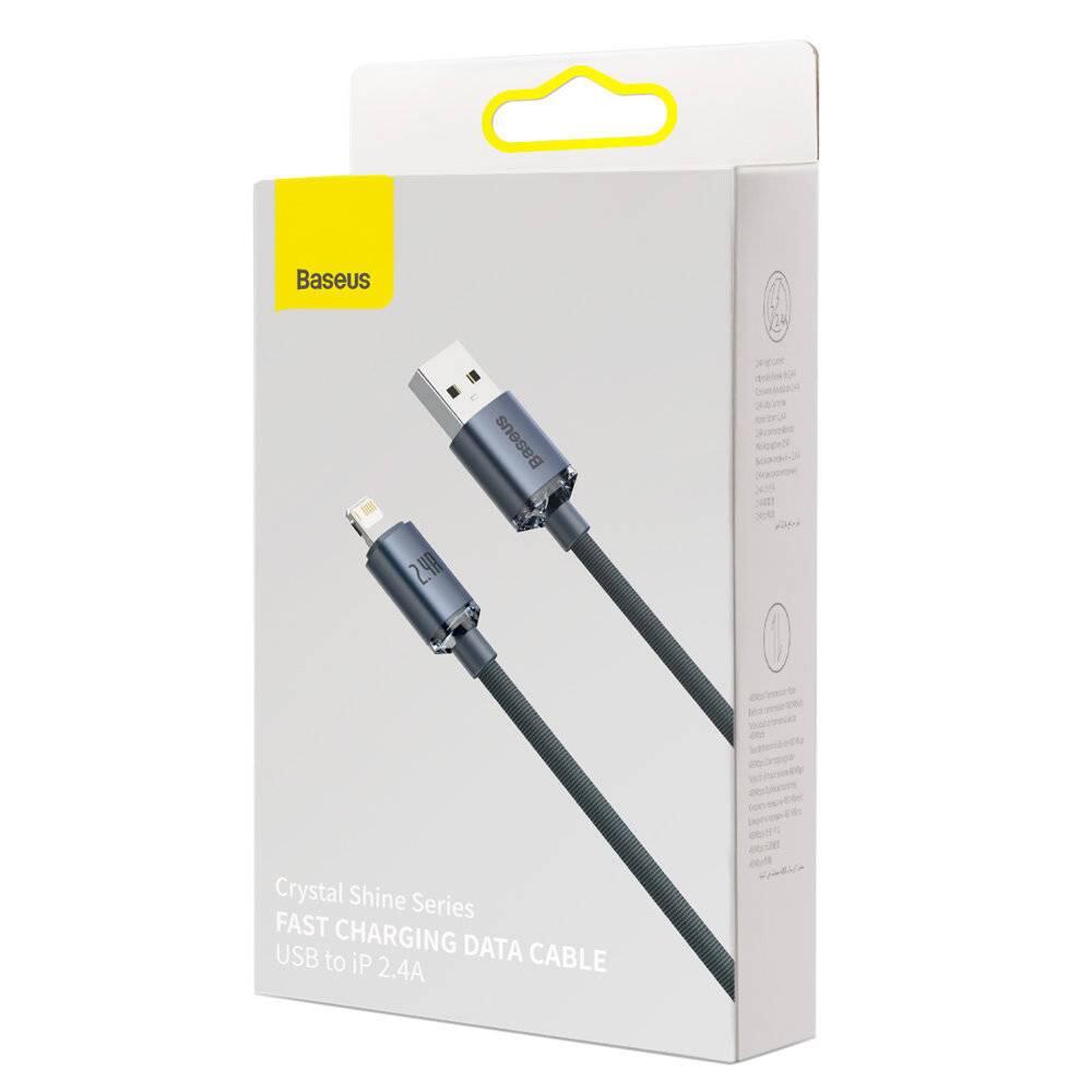 Cabo Baseus Crystal Shine USB-A para Lightning 2m Preto 3/4