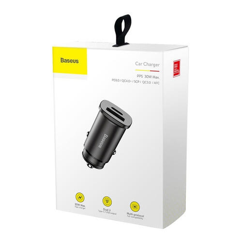 Baseus Square Metal A+C 30w Pps Car Charger Black 3/3