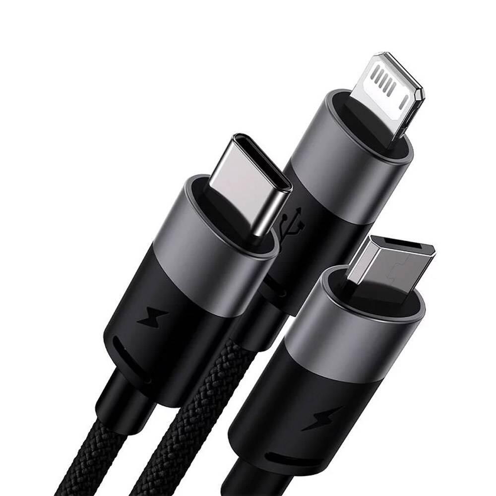 Baseus Starspeed 3in1 Fast Charging Data Cable 1.2m Black 2/3