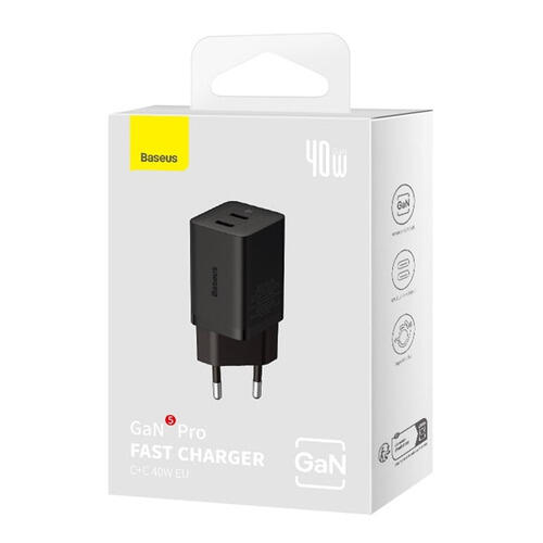Baseus Gan5 Pro Fast Charger C+C 40w Eu Black 4/4