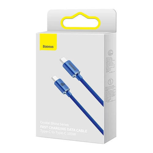 Cabo USB3.1 Type-C 100W Baseus Crystal Shine Azul - 1.2Mtr 3/3