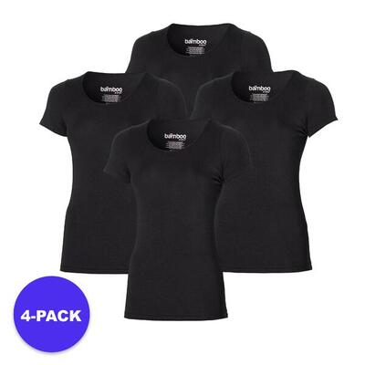 Apollo (sports) - bamboe hemd dames - zwart - maat xl - 4-pack - voordeelpakket