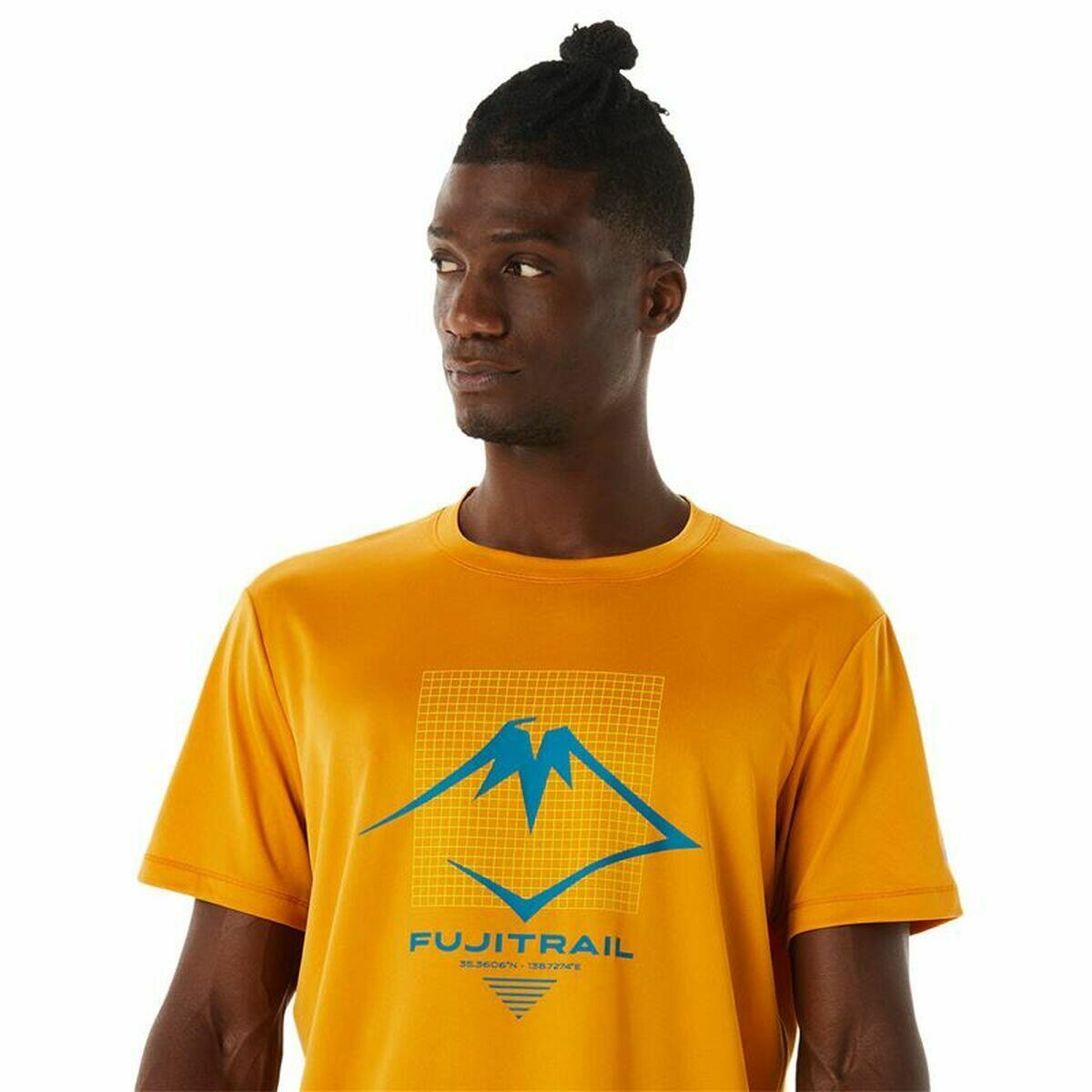 Maglia a Maniche Corte Uomo Asics Fujitrail Logo Arancio 4/5