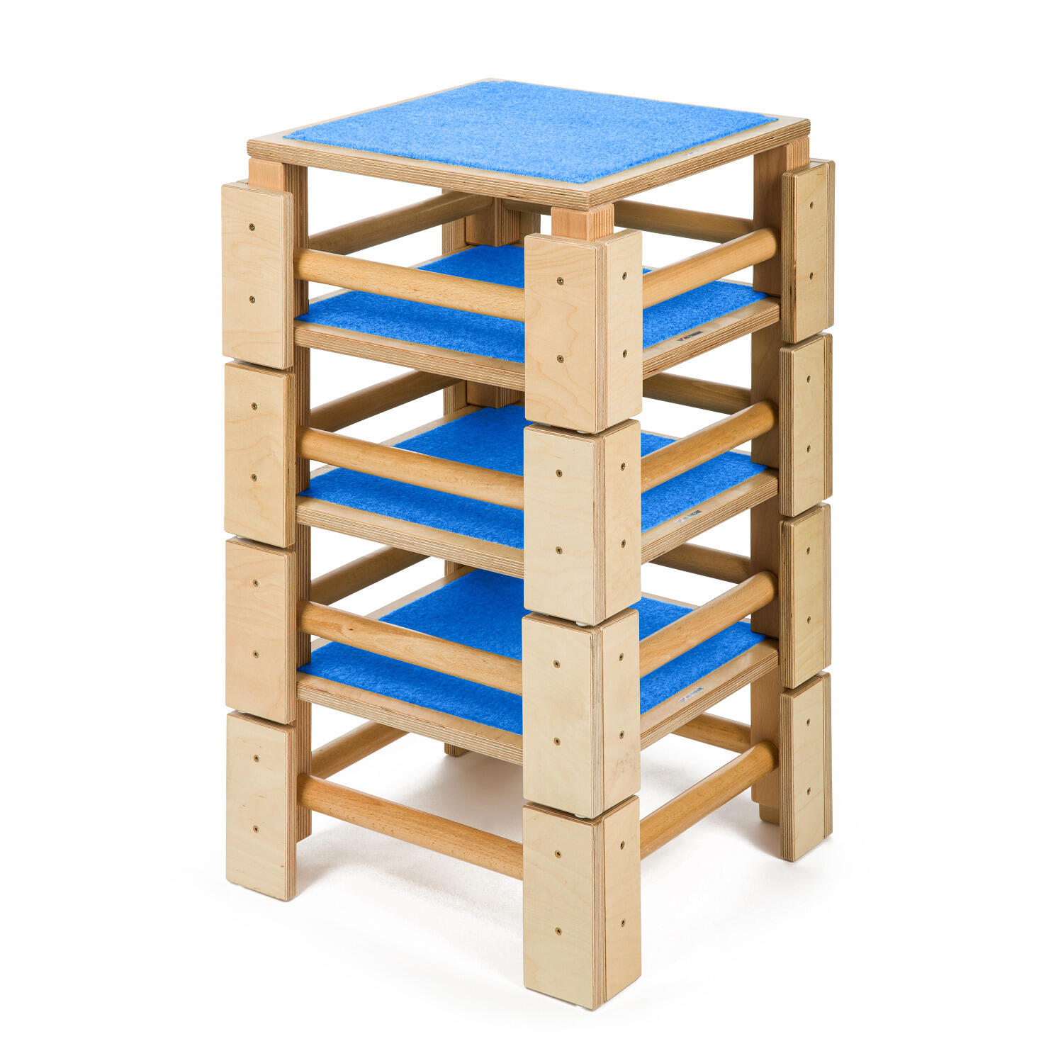 Turnhocker-Set Kombi 2 Turnen Unisex Blau, Holz-Natur 4/6
