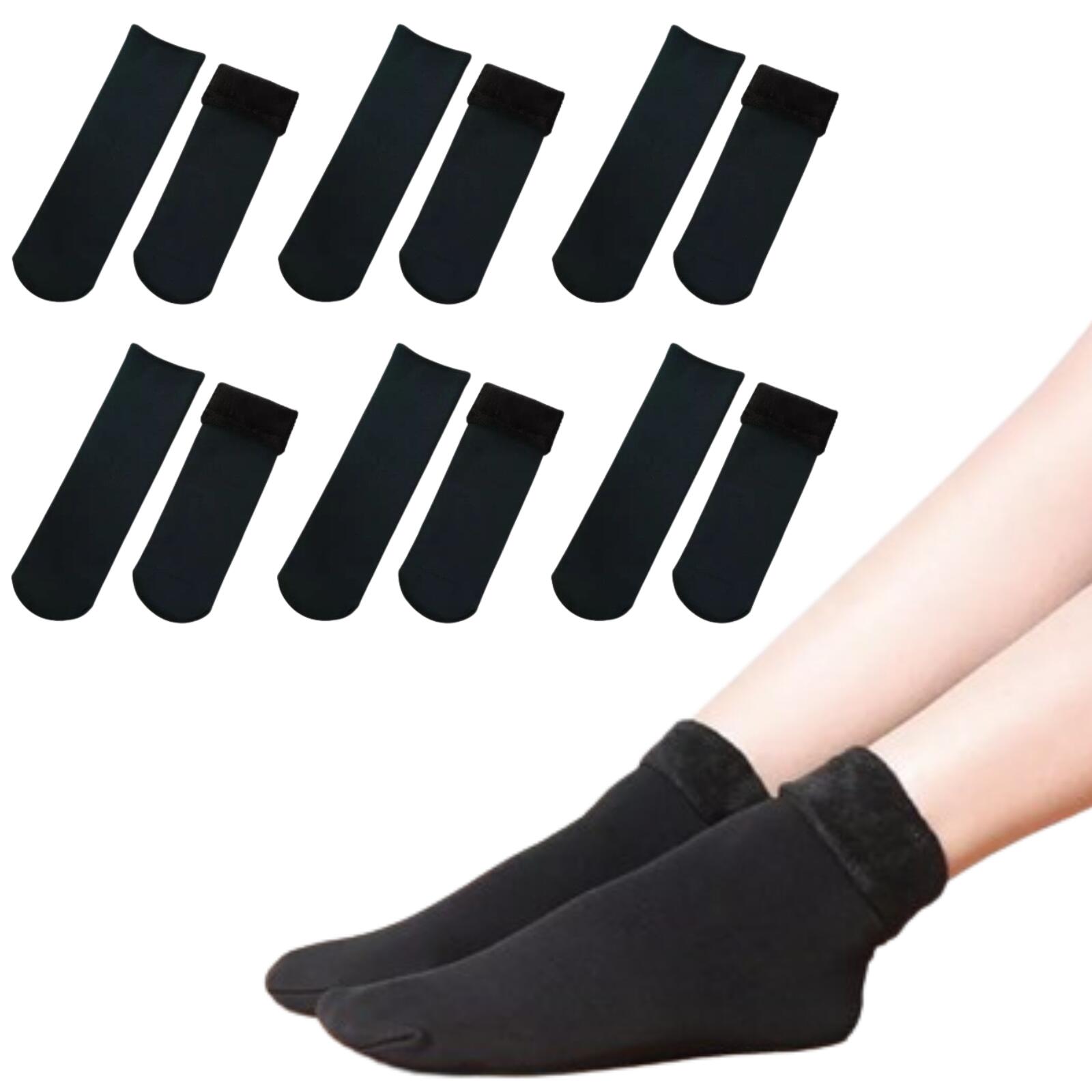 6 Pairs Large Thick Fur THERMAL HEATED SOCKS Warm Winter