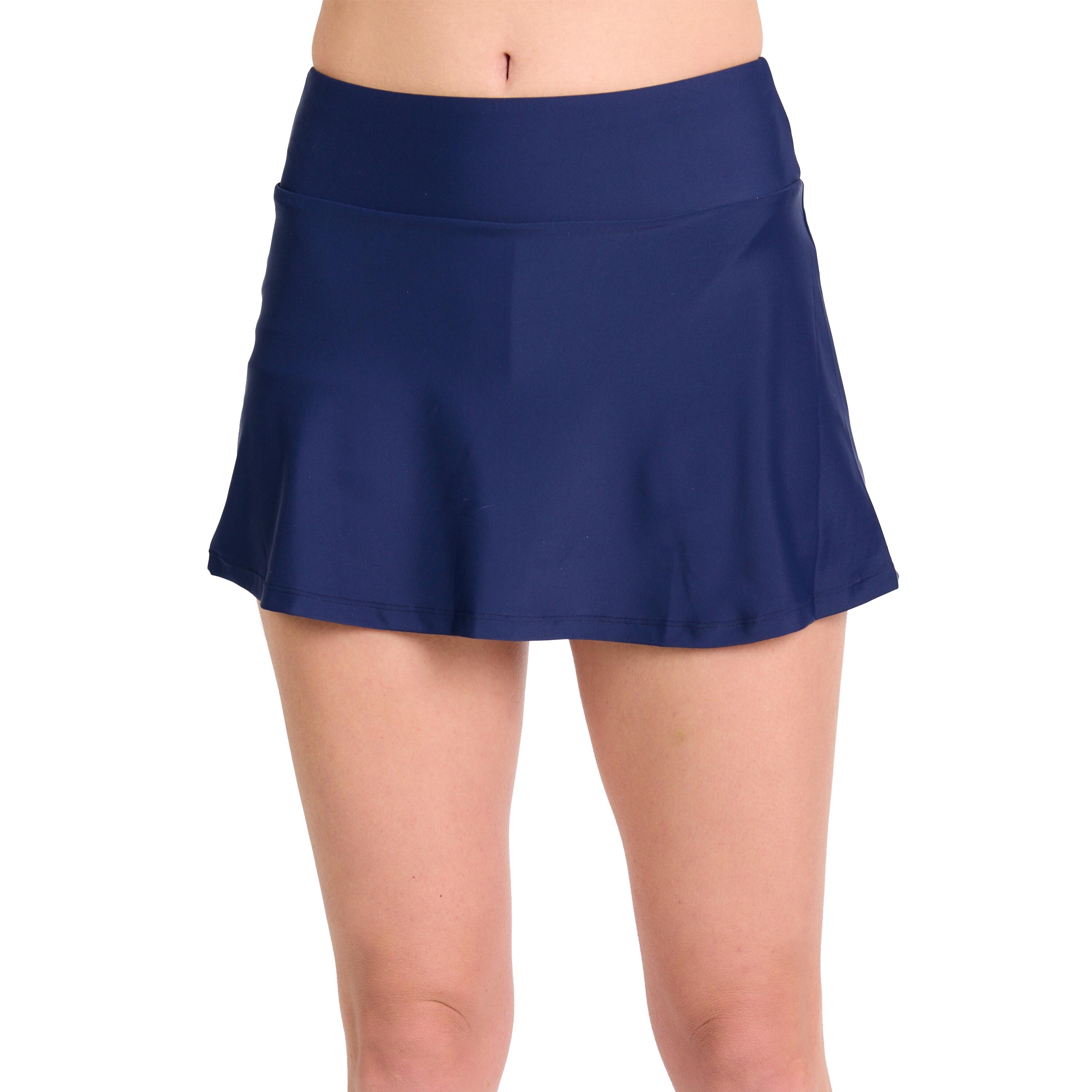 Women's Chlorine Resistant High Waisted Mini Swim Skirt With Shorts