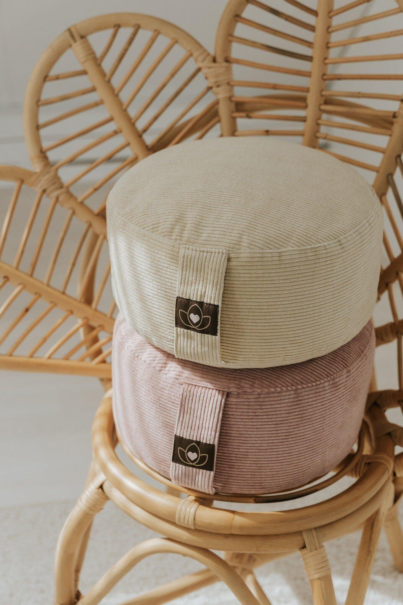 Lotus Meditatiekussen eco rib sand rond 4/5