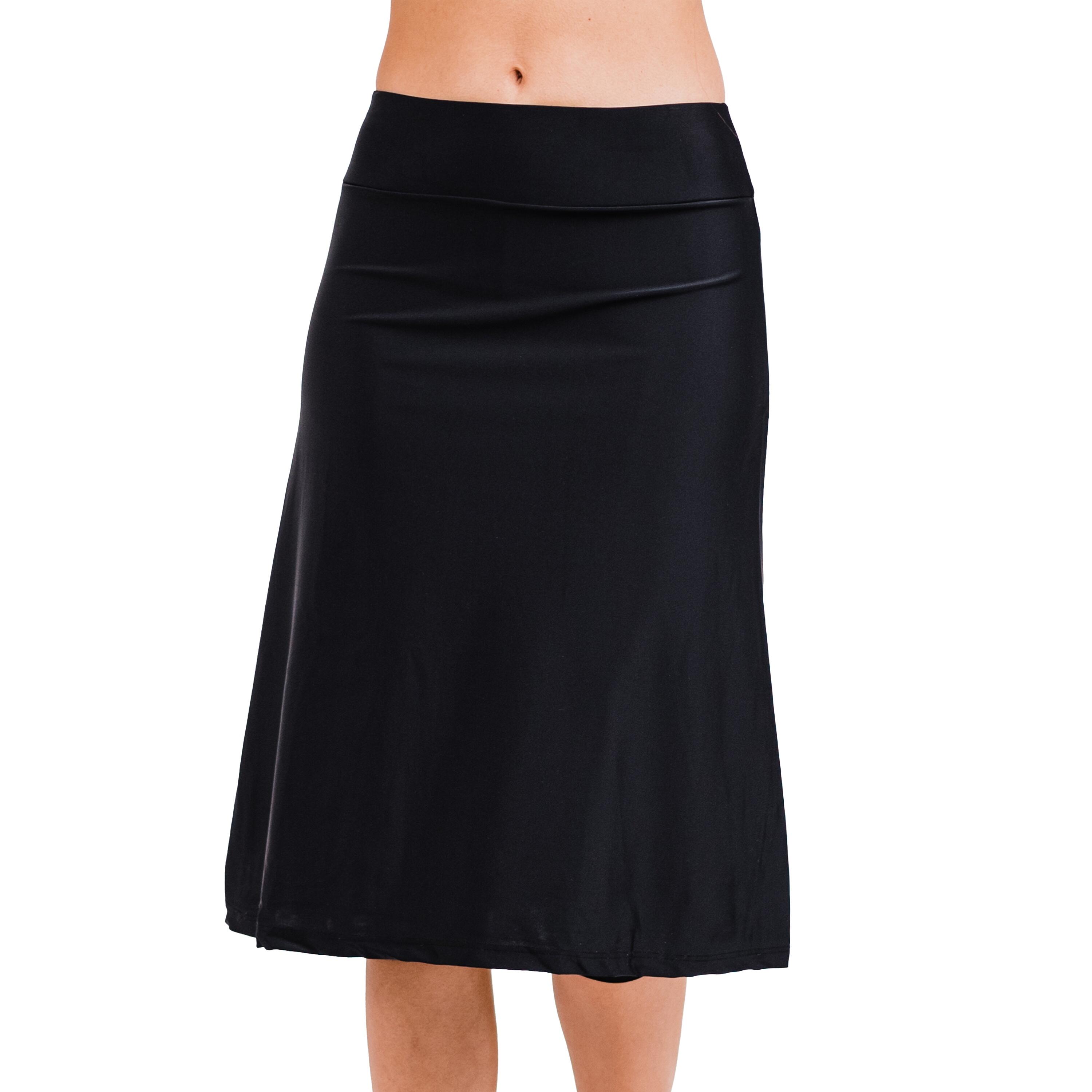 Women's Chlorine Resistant Below The Knee Swim Skirt With Capri Leggings
