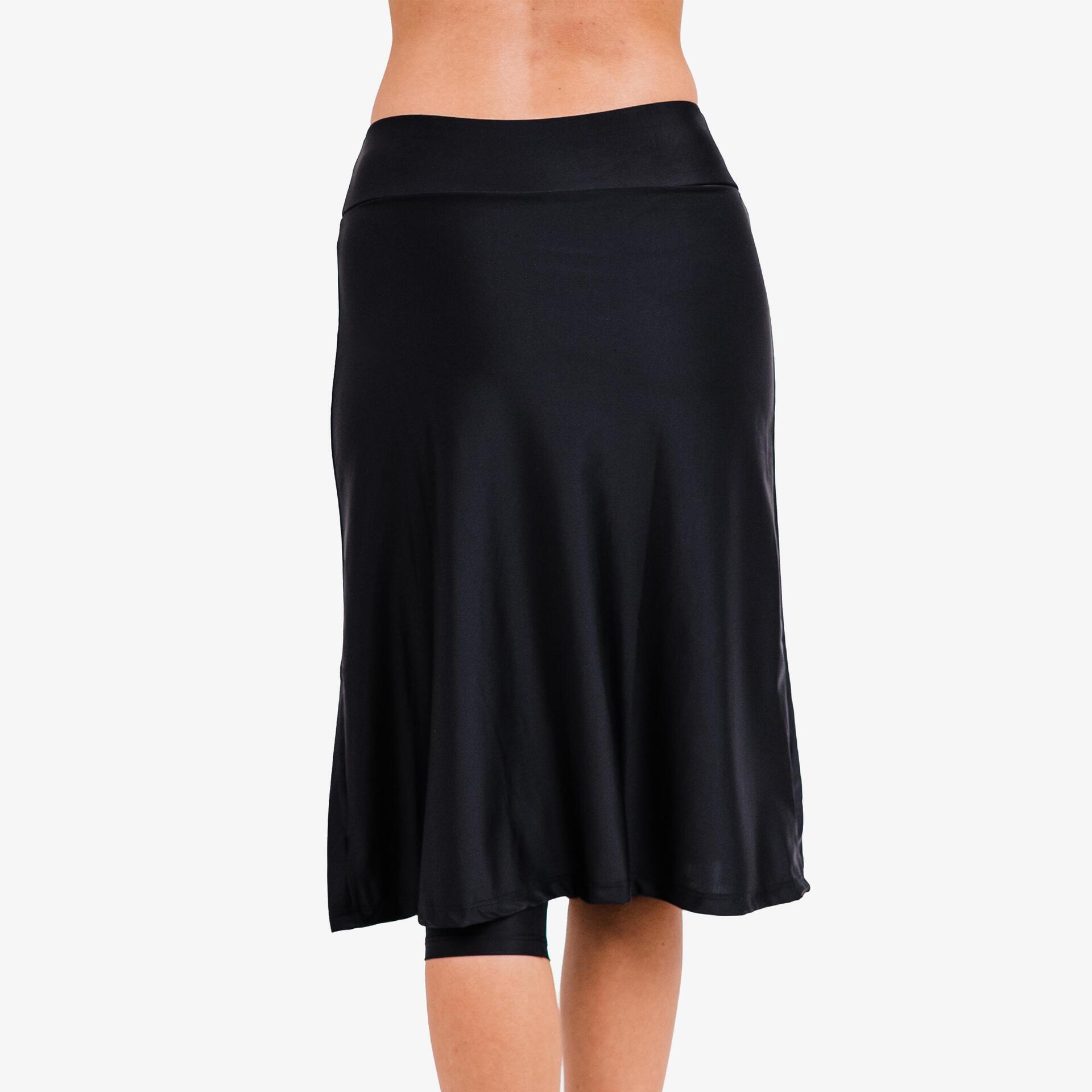 Women's Chlorine Resistant Below The Knee Swim Skirt With Capri
