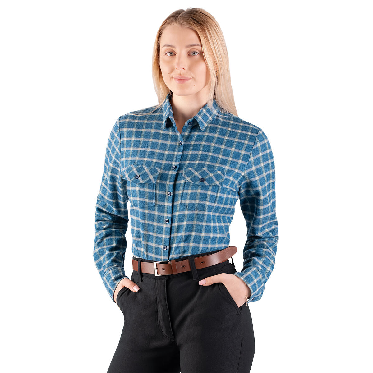 Tagart - Chemise De Chasse Pour Femme Tagart Fern Blue En Flanelle - Chemise Manches Longues - Bleu - 48 Xl - Decathlon
