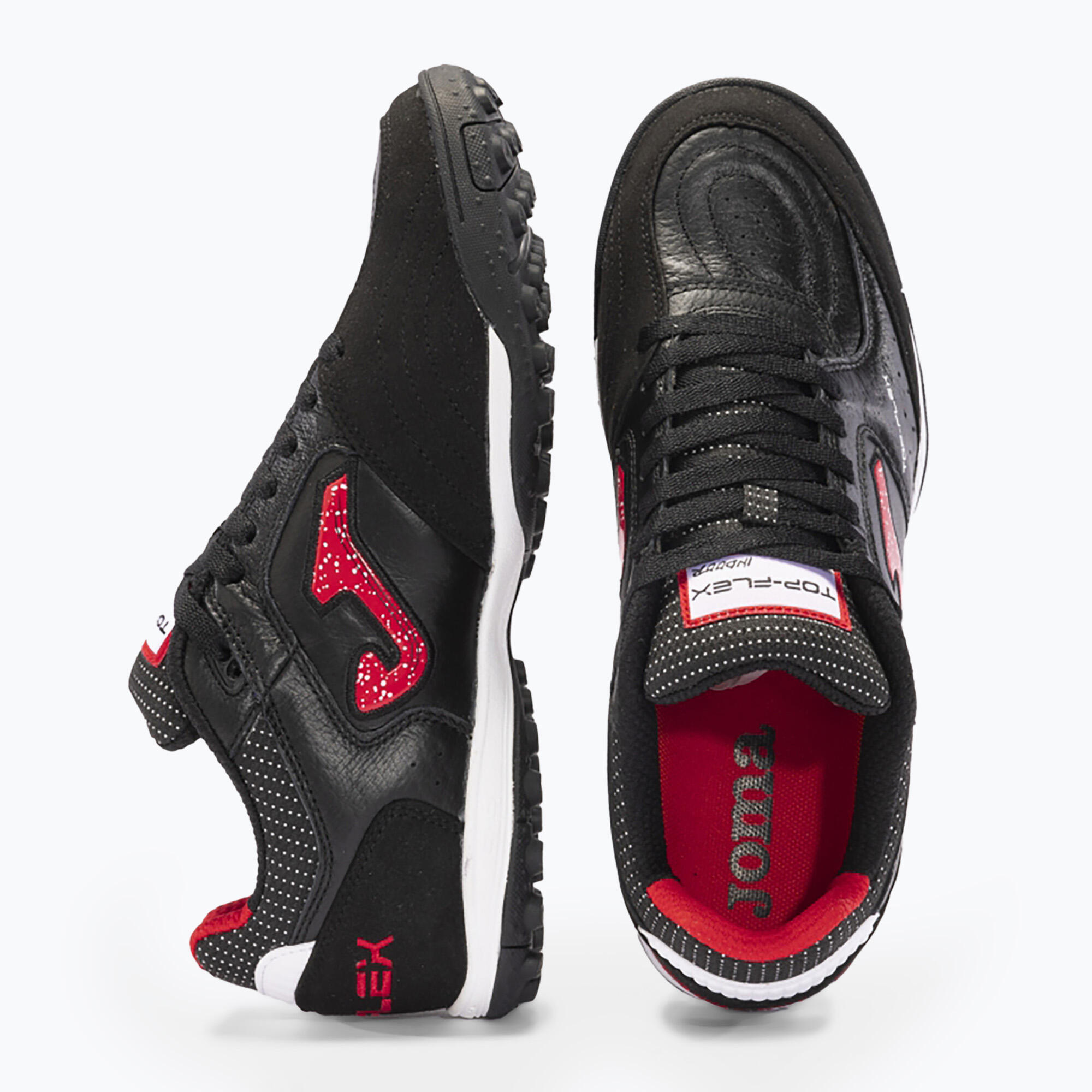 Heren Top Flex 2401 Leren Trainers (Zwart) 5/6