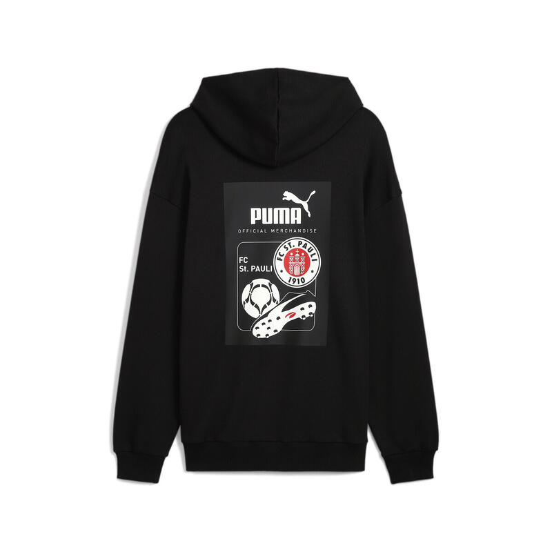 Felpa con cappuccio grafica stile retrò FC St. Pauli da uomo PUMA Black White