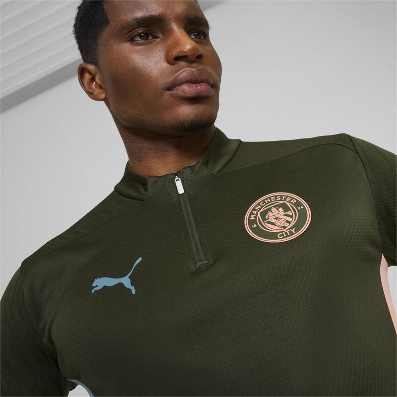 Manchester City Quarter-Zip Training Top Muži PUMA Myrtle Bold Blue Green