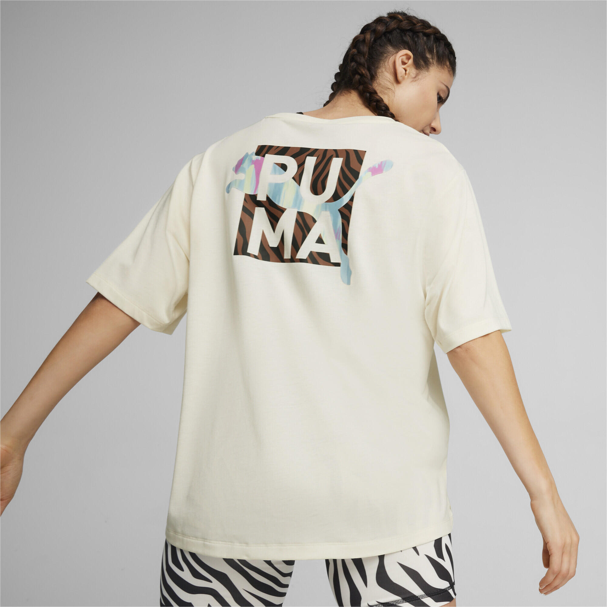 T-shirt da allenamento ANIMAL REMIX BOYFRIEND da donna PUMA Sugared Almond Beige 5/6