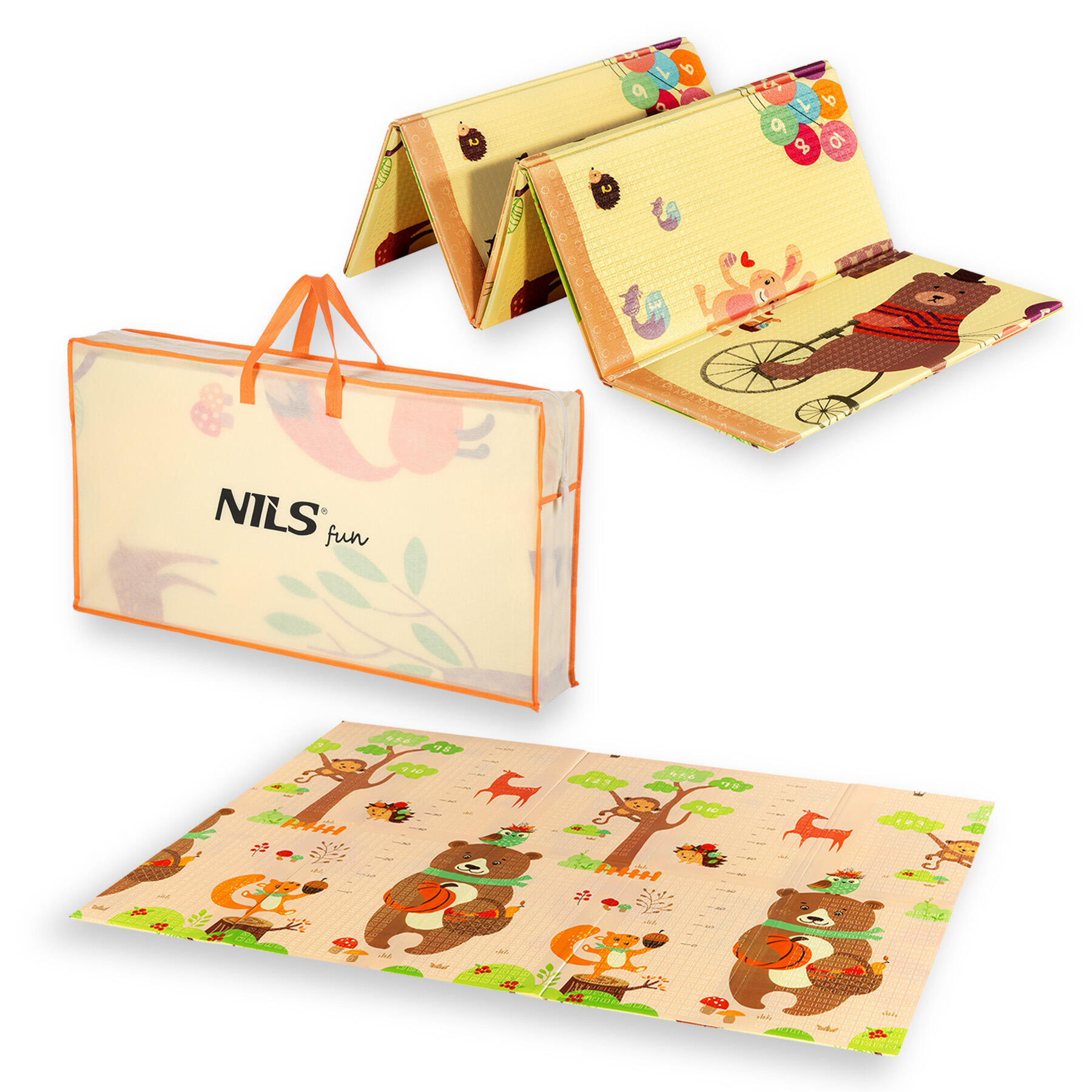 NILS FUN Opvouwbare kindermat dubbelzijdig Forest 190X150Cm Nils Fun MD05