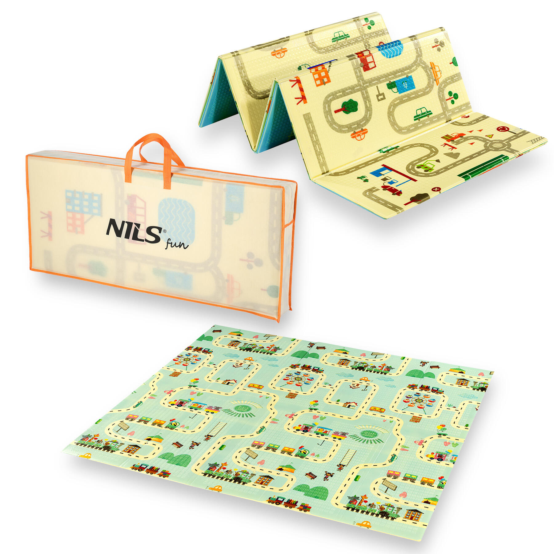 NILS FUN Opvouwbare kindermat, dubbelzijdig, 195x180 cm, Nils Fun MD04