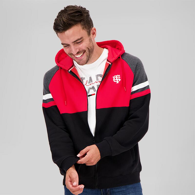 Giacca Con Cappuccio Per Uomo Stade Toulousain Cottage Hoodie Nera E Rossa