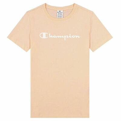 Damen Kurzarm-T-Shirt Champion Big Script Logo Rosa