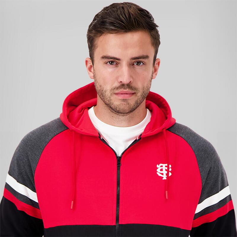 Giacca Con Cappuccio Per Uomo Stade Toulousain Cottage Hoodie Nera E Rossa