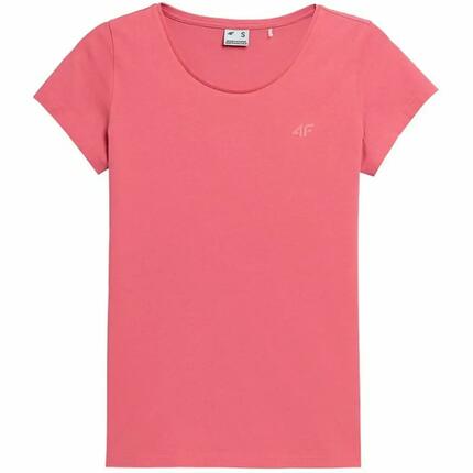 Damen Kurzarm-T-Shirt 4F Regular Plain Koralle