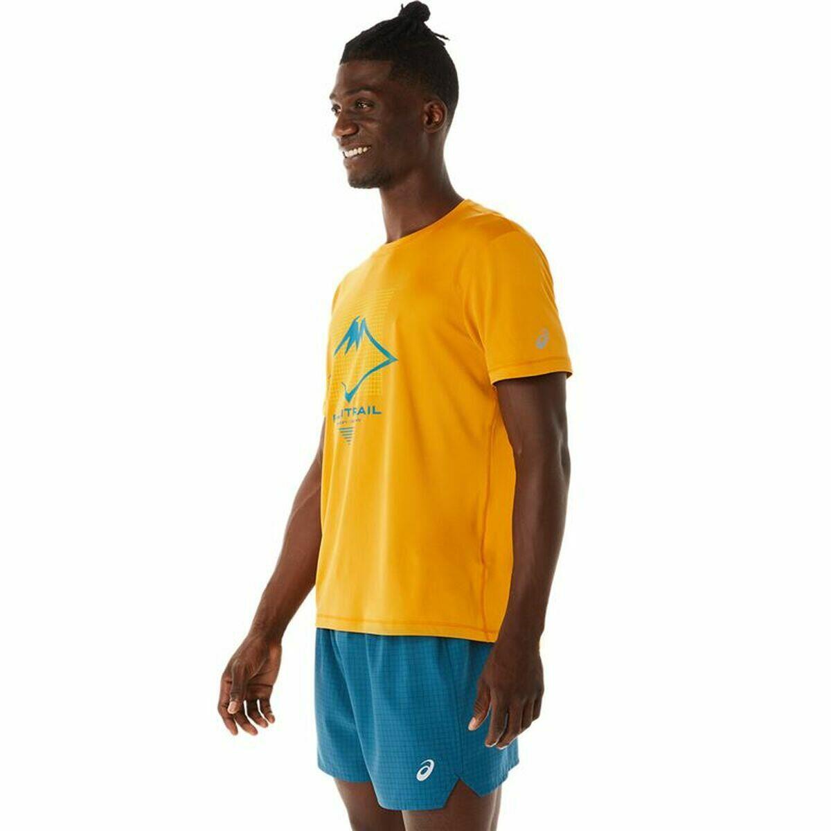 Maglia a Maniche Corte Uomo Asics Fujitrail Logo Arancio 3/5