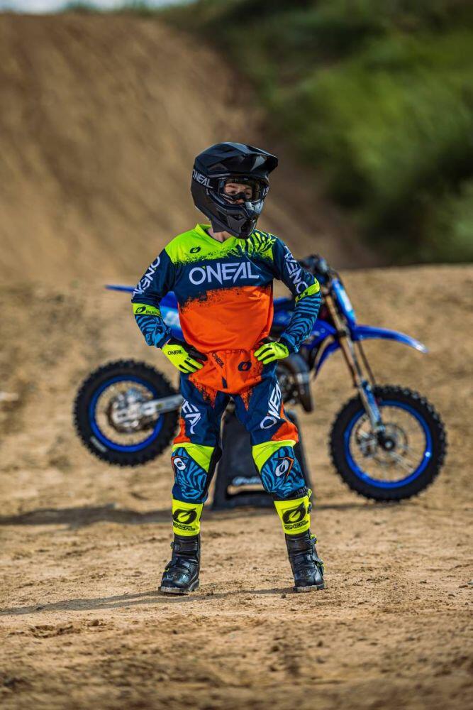 Maillot Manches Longues VTT O'Neal Element Shocker Bleu / Orange Enfant 3/3