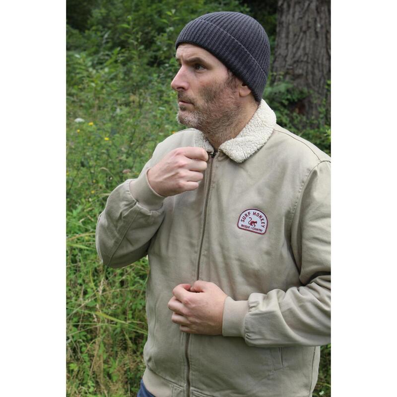 Chaqueta de camionero hombre / cuello vuelto / algodón orgánico (XL, Beige)