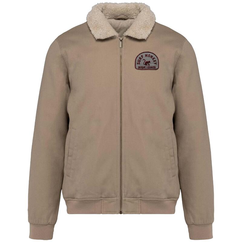 Chaqueta de camionero hombre / cuello vuelto / algodón orgánico (XL, Beige)