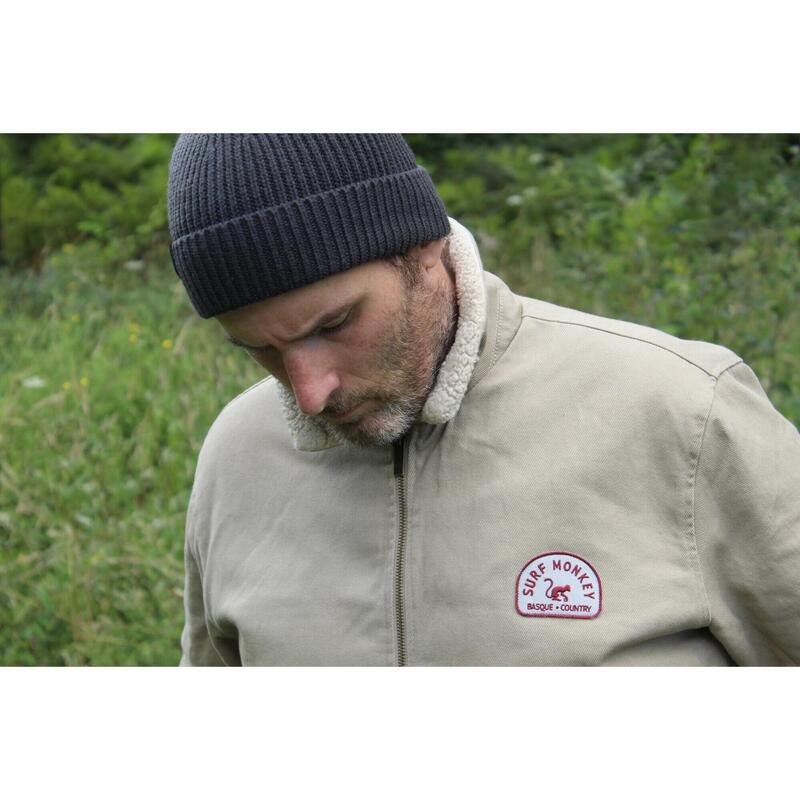 Chaqueta de camionero hombre / cuello vuelto / algodón orgánico (XL, Beige)