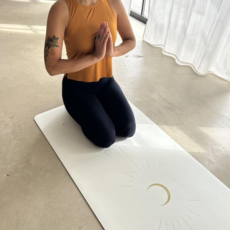 Tapis de yoga antidérapant Star Lune Blanc Or