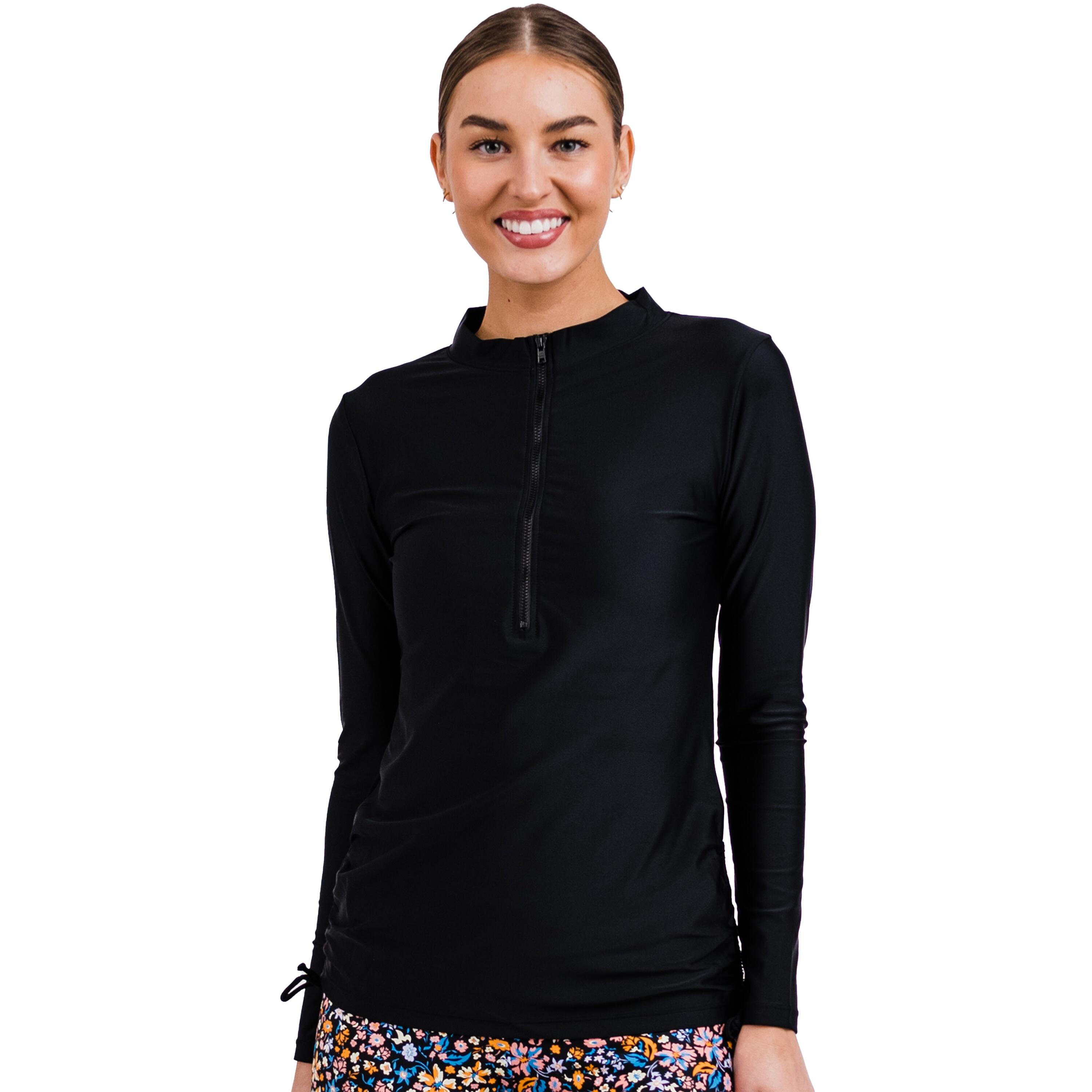 Women's Half-Zip Long Sleeve Rash Guard UPF 50+ Nora Swim Top