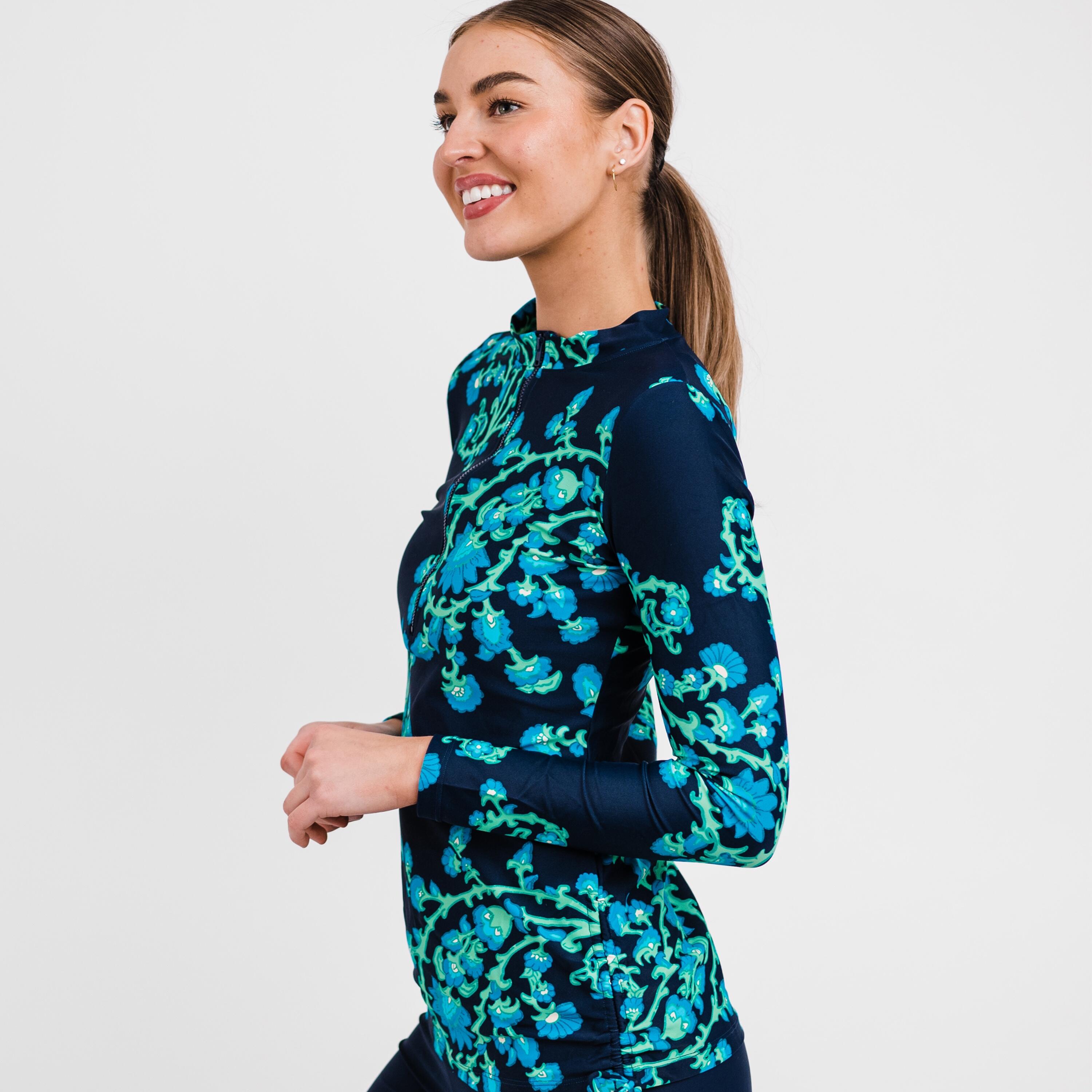 Women's Half-Zip Long Sleeve Rash Guard UPF 50+ Nora Swim Top