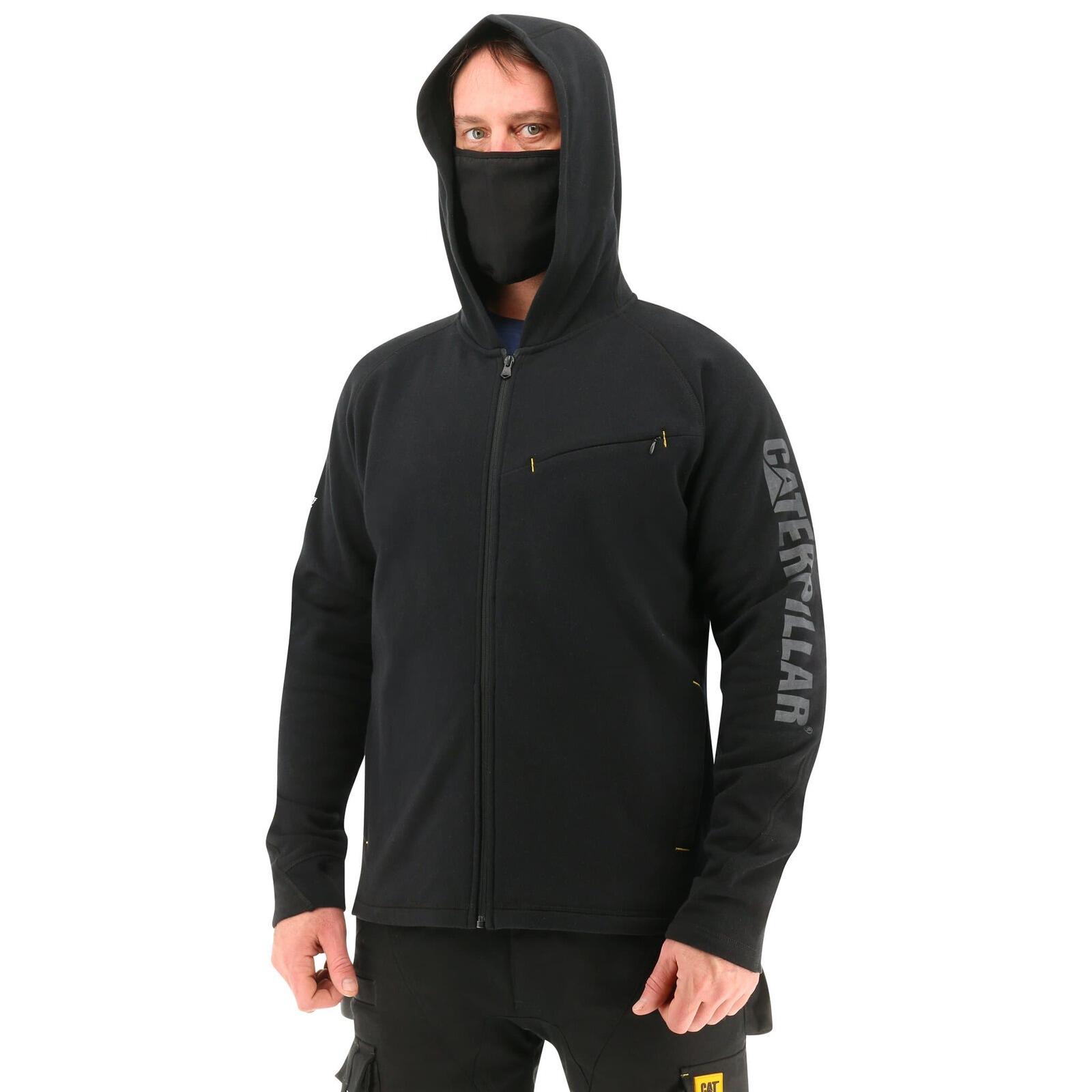 Caterpillar Mens ViralOff Hooded Sweatshirt Hoodie w Face Mask Covering