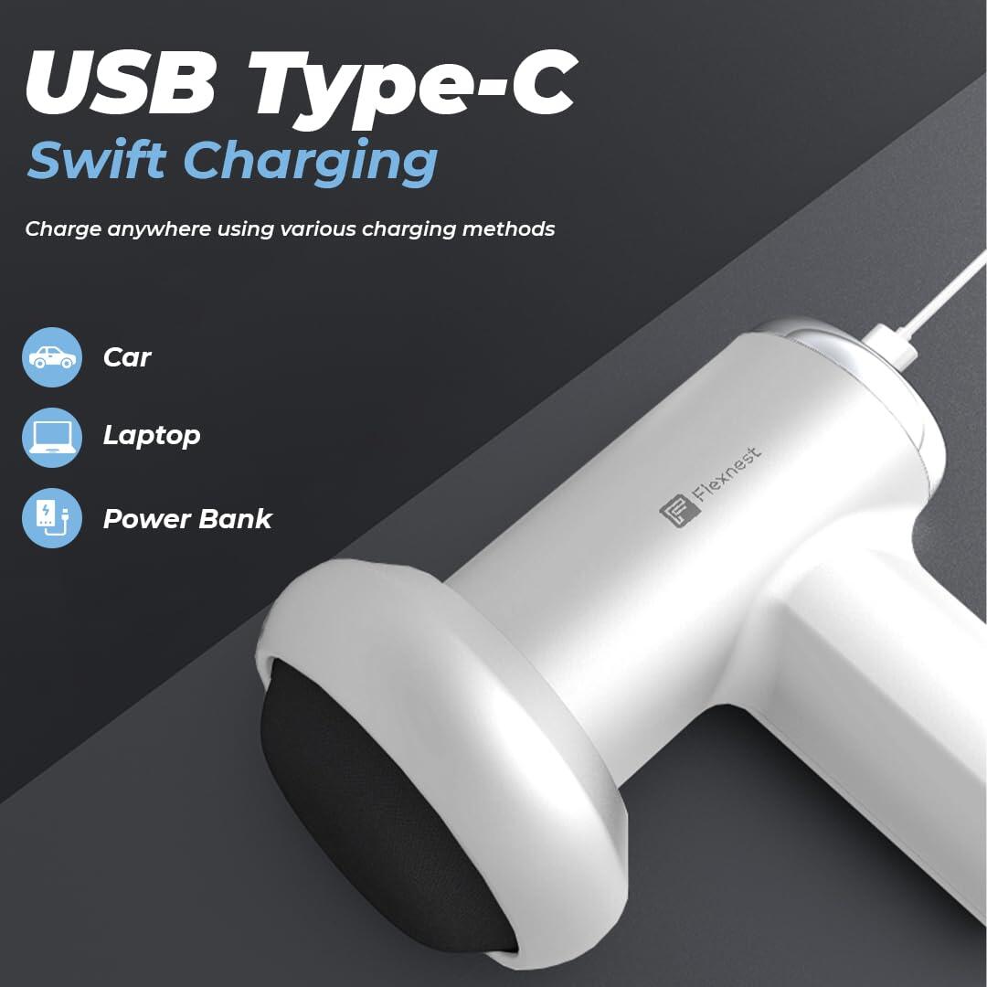 Flexnest Pulse Body Massage Gun Manipol Mini Massager for Pain Relief  - White