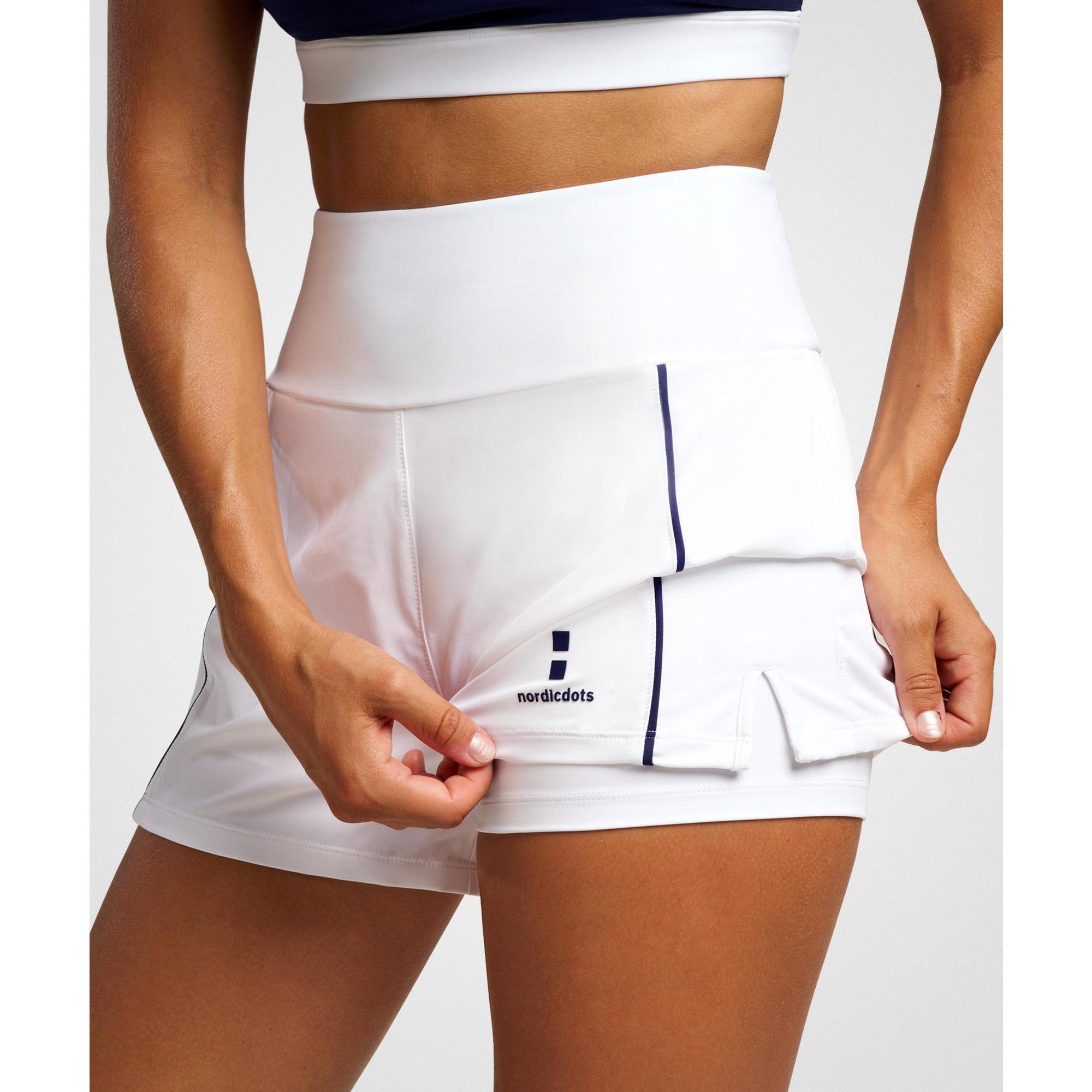 Nordicdots - Short Femme Taille Haute Pour Tennis Et Padel Blanc - Short - Blanc - Decathlon