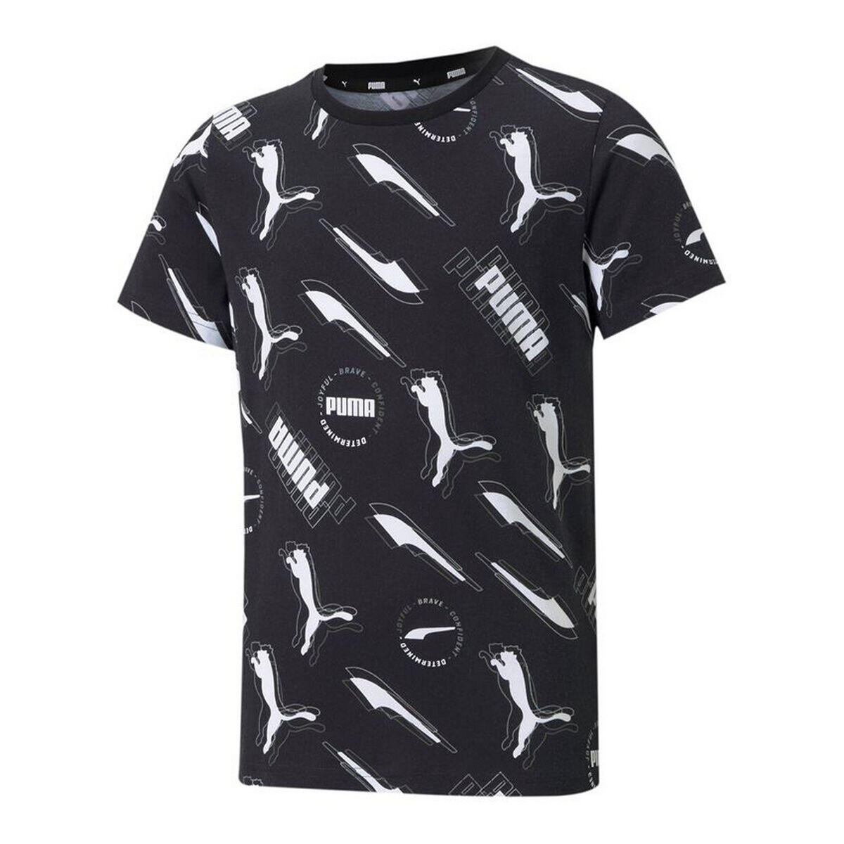 Camisola de Manga Curta Infantil Puma AOP Preto 1/5